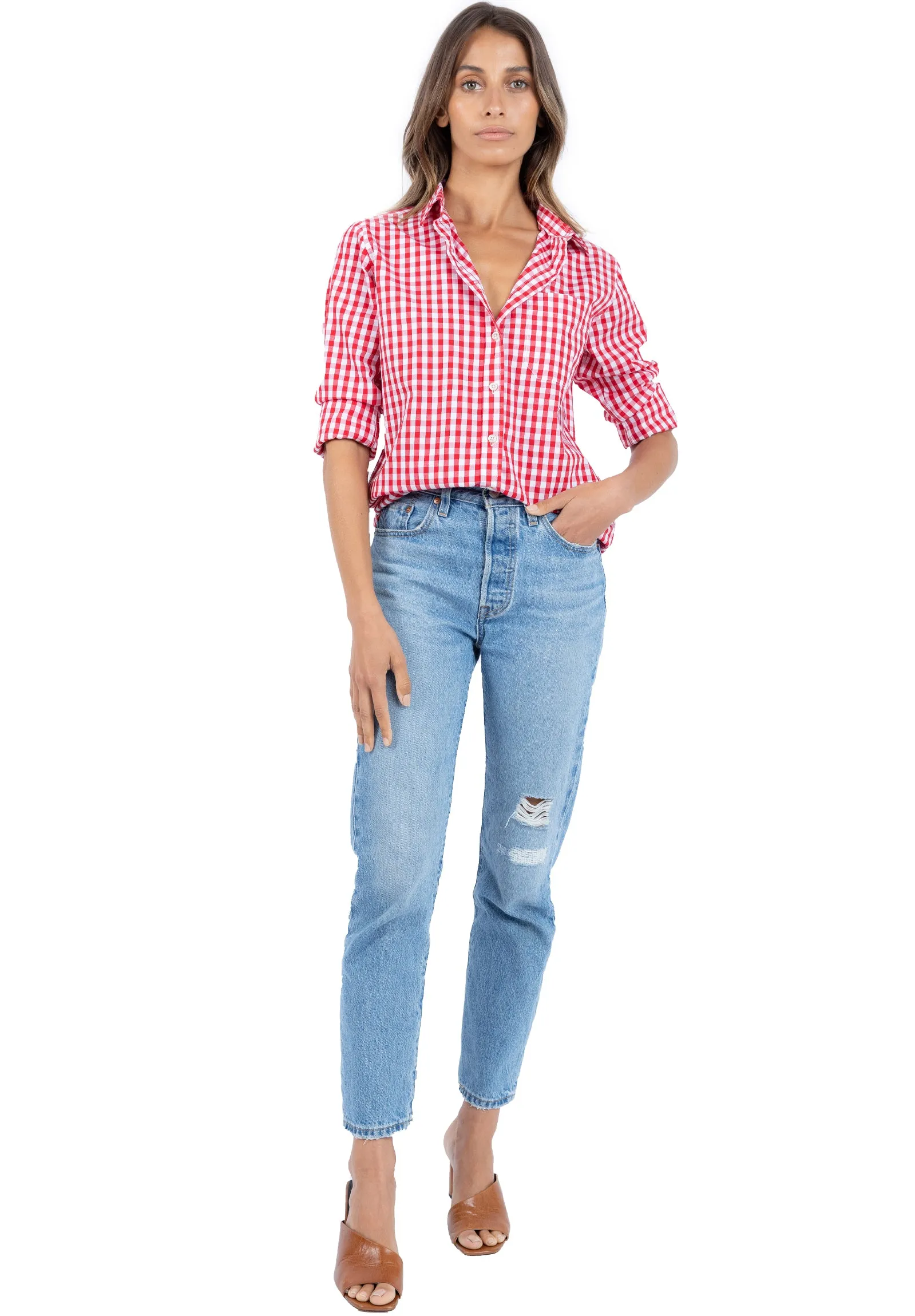 Gigi Red Gingham Relaxed Cotton Shirt