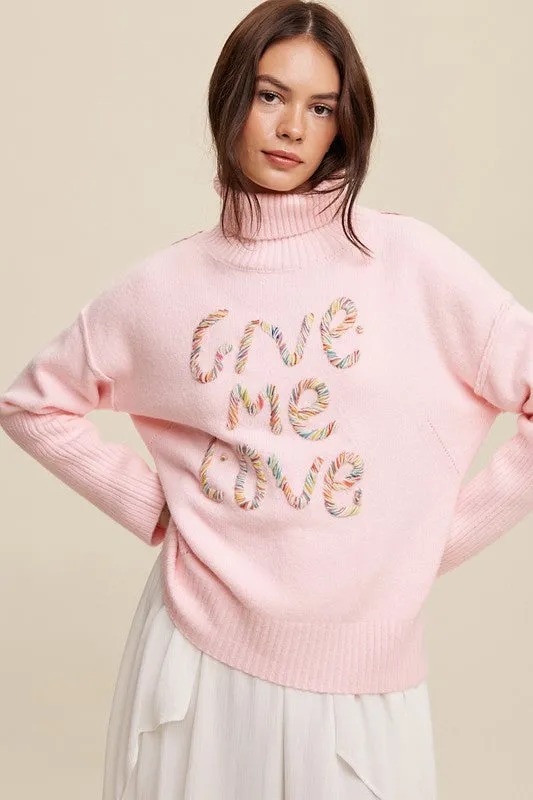 Give Me Love Stitched Mock Neck Sweater