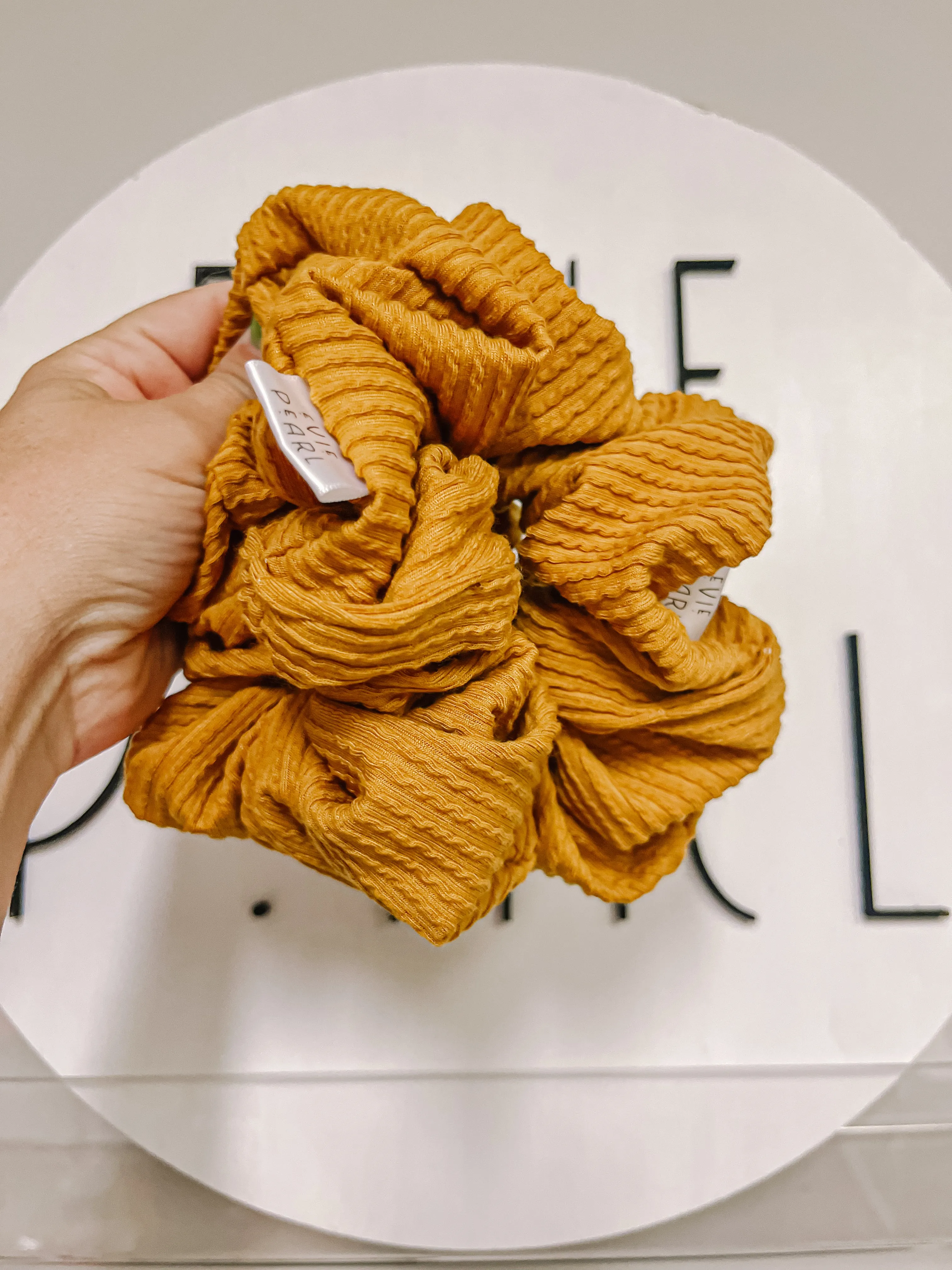 Gold Mustard Ribbed Oversized Scrunchy