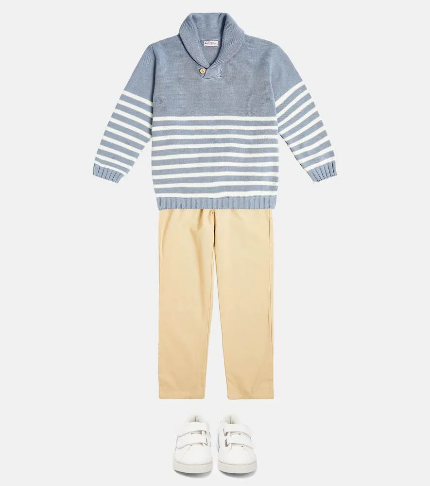 Goyo La Coqueta Cotton Striped Sweater, Blue