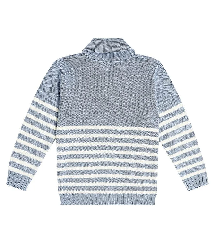 Goyo La Coqueta Cotton Striped Sweater, Blue