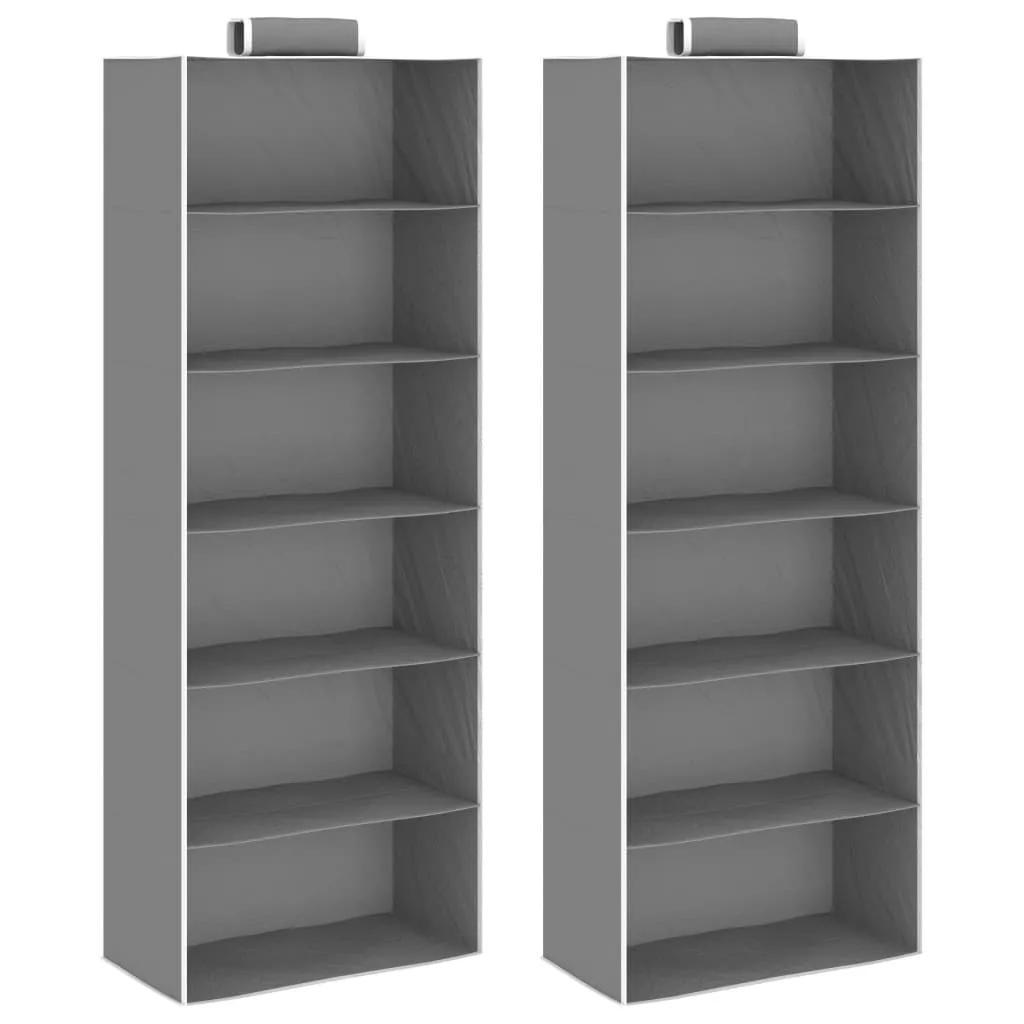 Hanging Closet Organisers 2 pcs with 6 Shelves Fabric