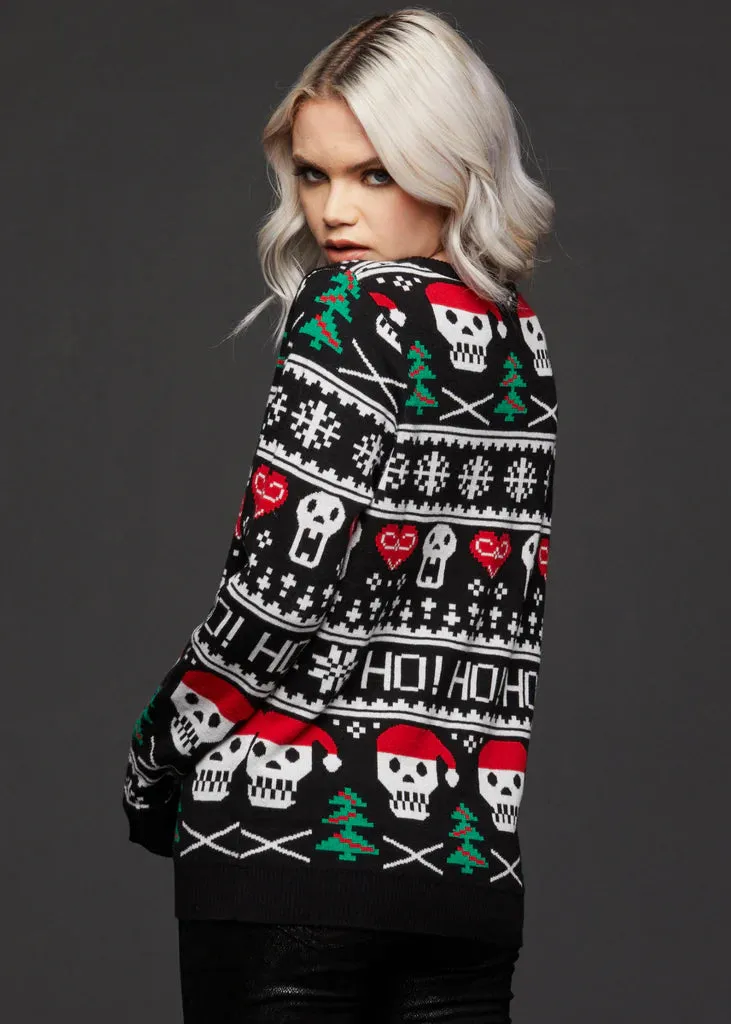 HO HO HO SKULL UGLY CHRISTMAS SWEATER