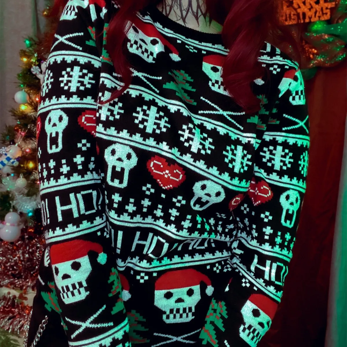 HO HO HO SKULL UGLY CHRISTMAS SWEATER