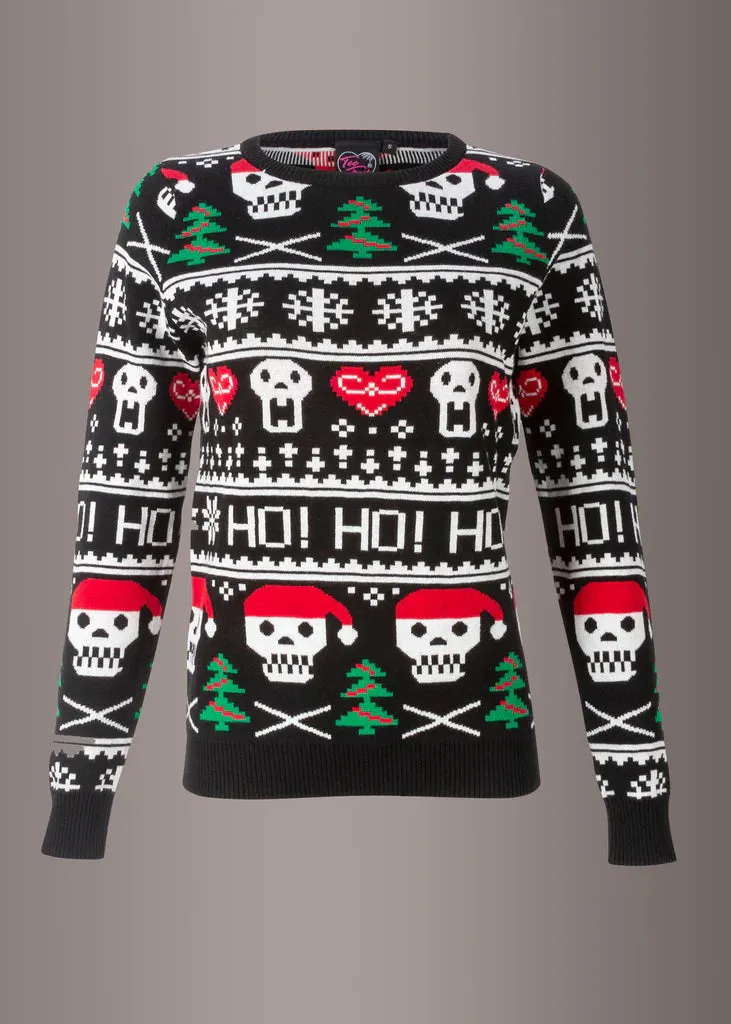 HO HO HO SKULL UGLY CHRISTMAS SWEATER