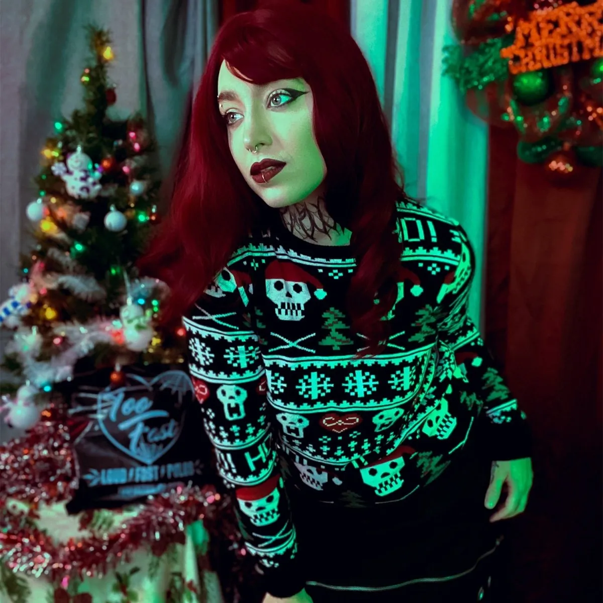 HO HO HO SKULL UGLY CHRISTMAS SWEATER