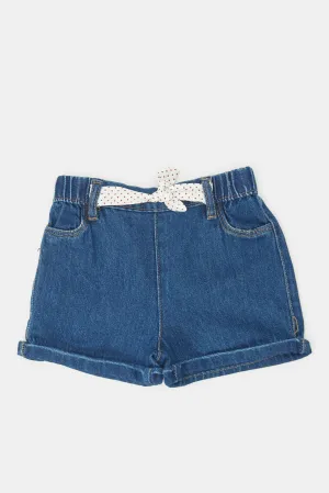 Infant Girls Blue Bow Waist Hem