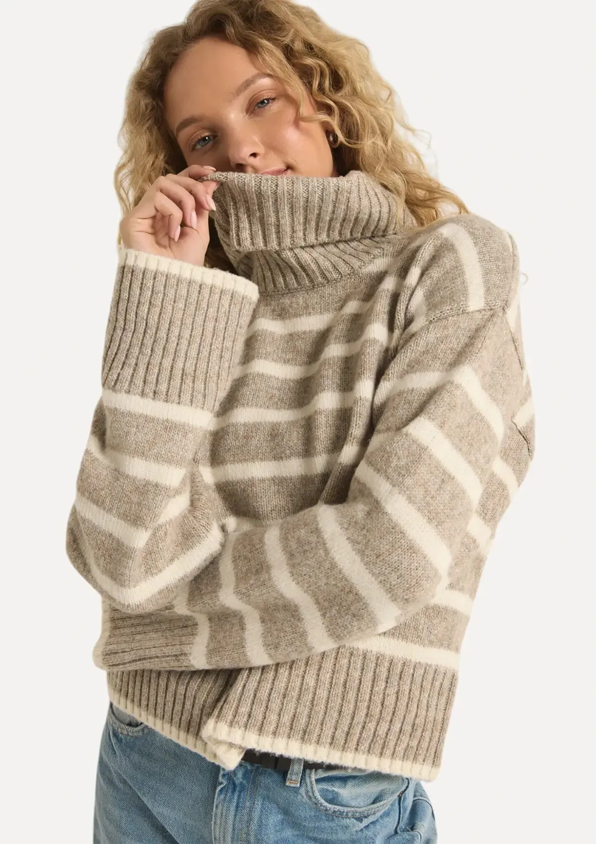 Josephine Stripe Sweater - Heather Taupe