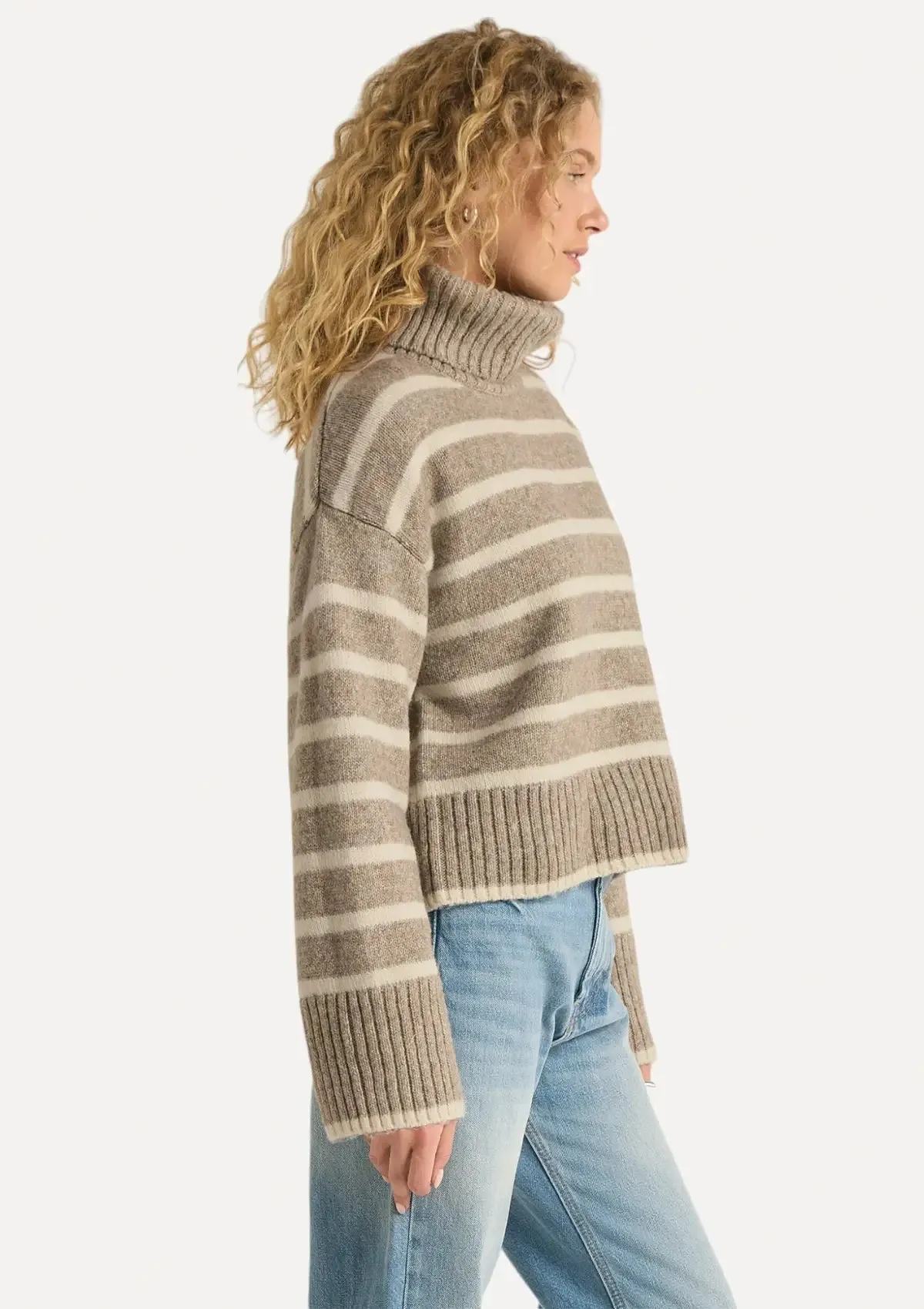 Josephine Stripe Sweater - Heather Taupe