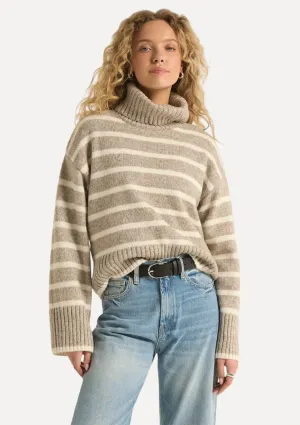 Josephine Stripe Sweater - Heather Taupe