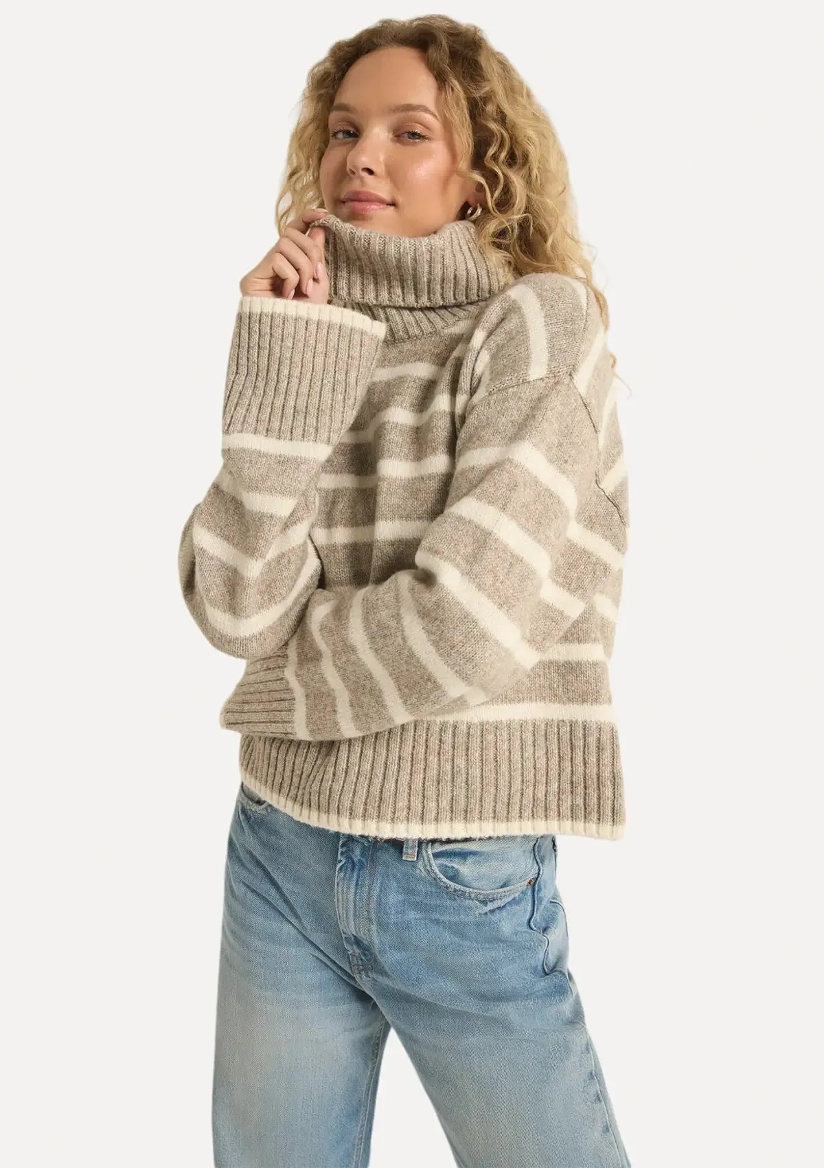 Josephine Stripe Sweater - Heather Taupe