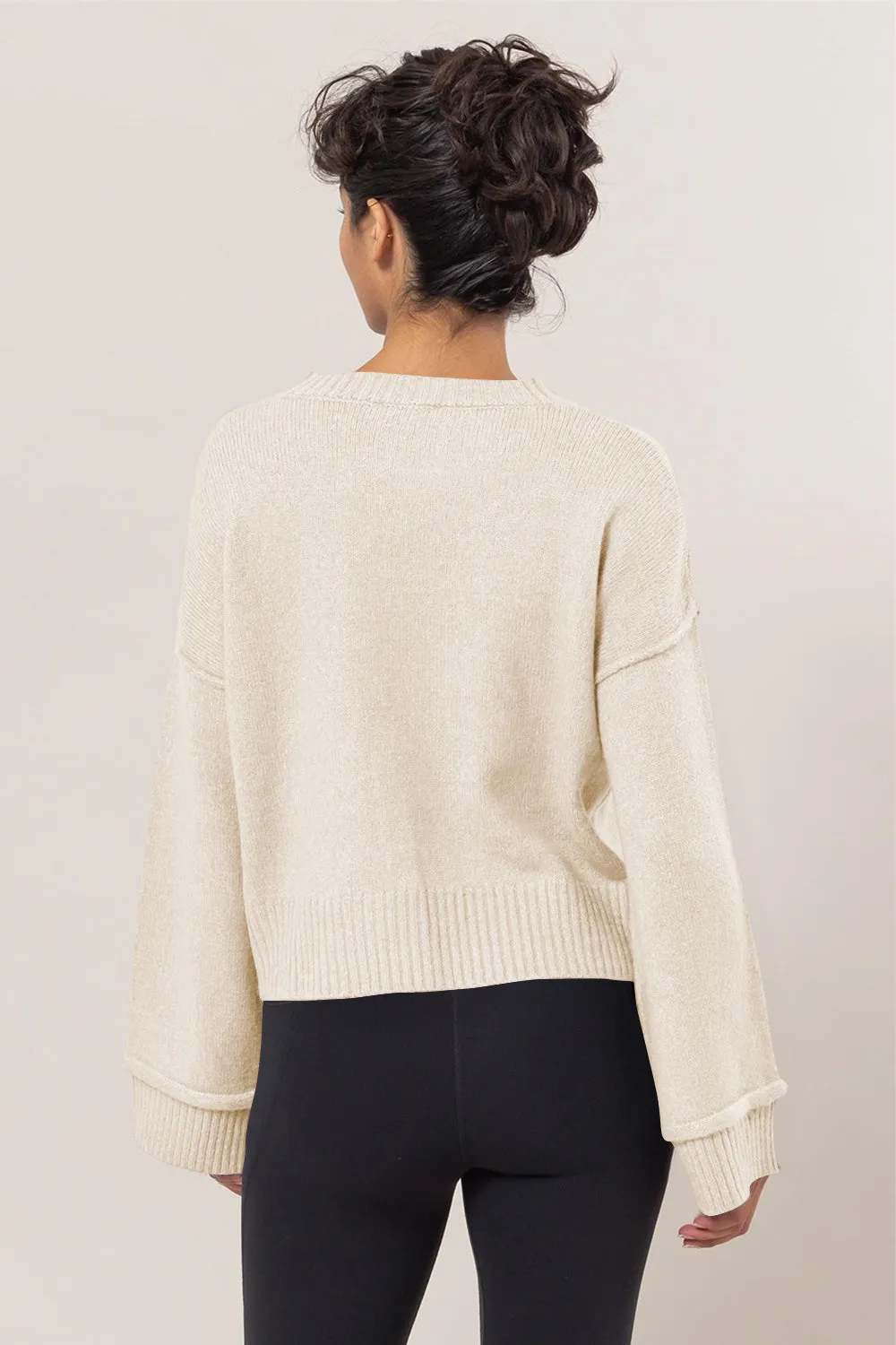 kesley Round Neck Dropped Shoulder Ribbed Sweater