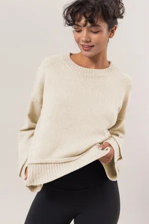 kesley Round Neck Dropped Shoulder Ribbed Sweater