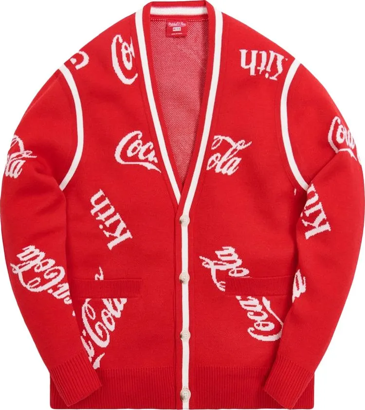 Kith x Coca-Cola x Mitchell & Ness Coke Logo Cardigan 'Red', red