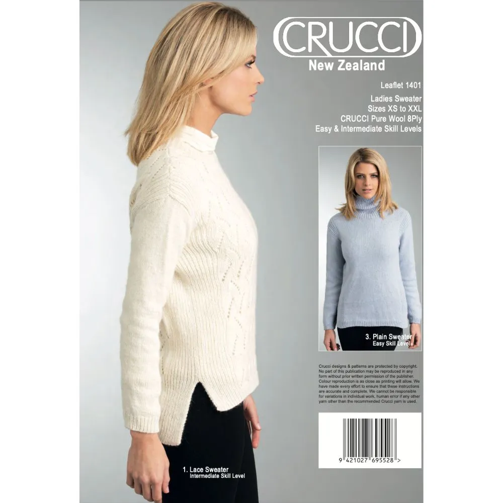 Ladies Sweater Knitting Pattern (CRU1401)