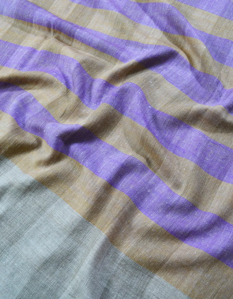 Lavender and Brown Stripes Pashmina Shawl 7211