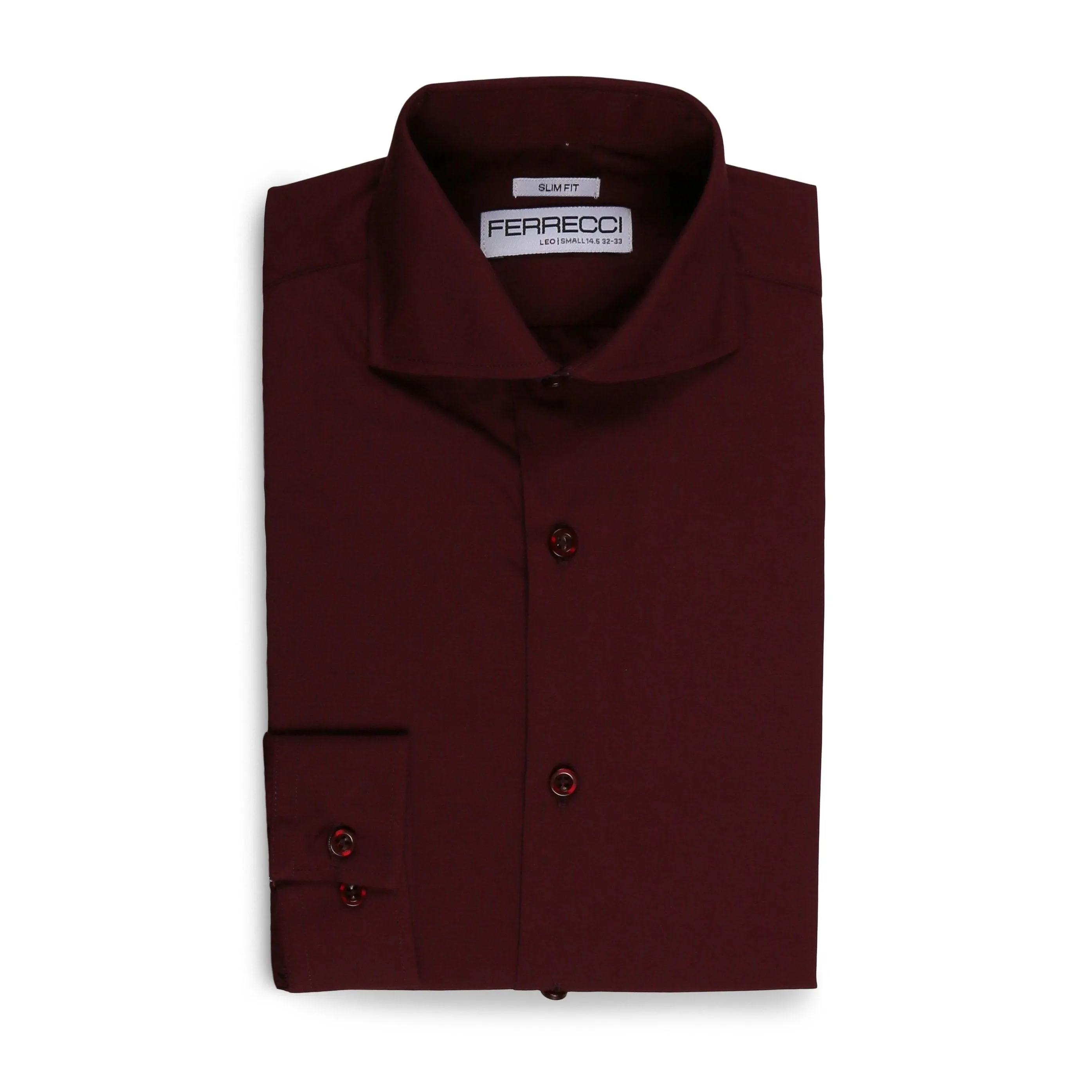 Leo Burgundy Mens Slim Fit Cotton Shirt