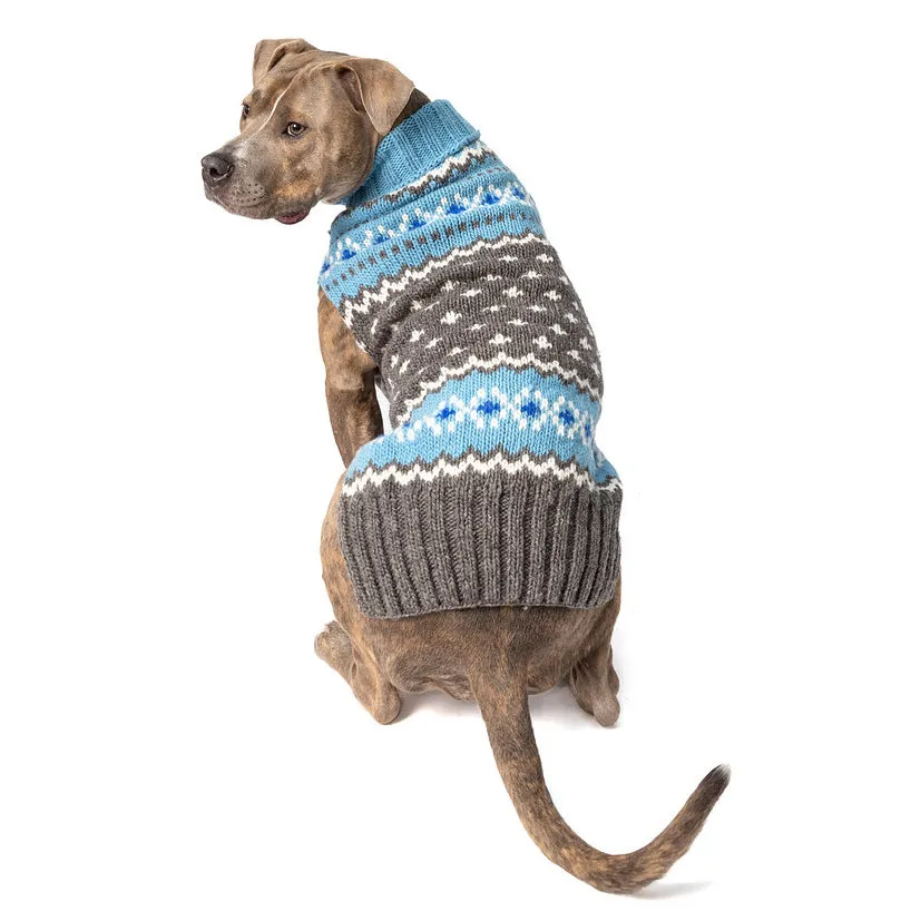 Light Blue Fairisle Wool Dog Sweater