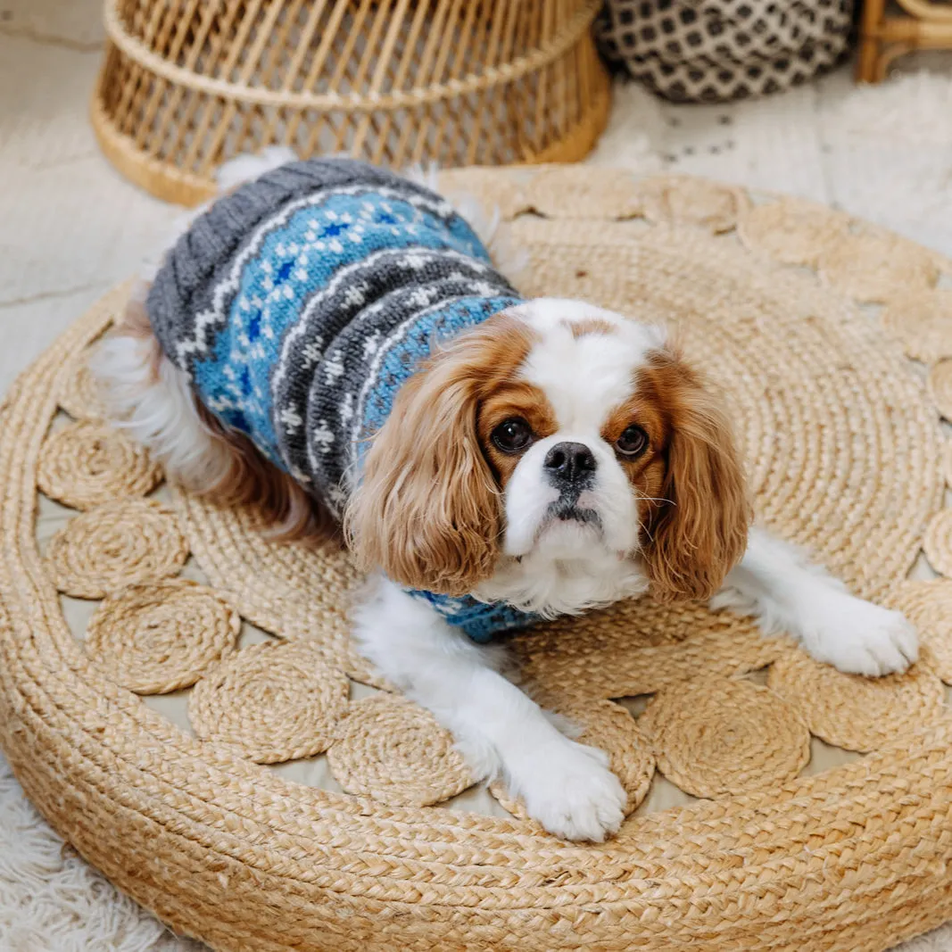 Light Blue Fairisle Wool Dog Sweater