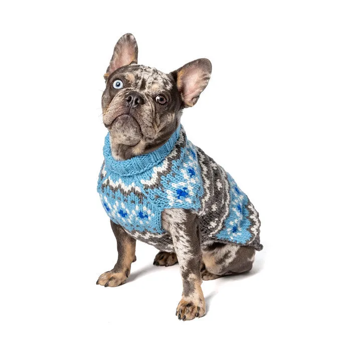 Light Blue Fairisle Wool Dog Sweater