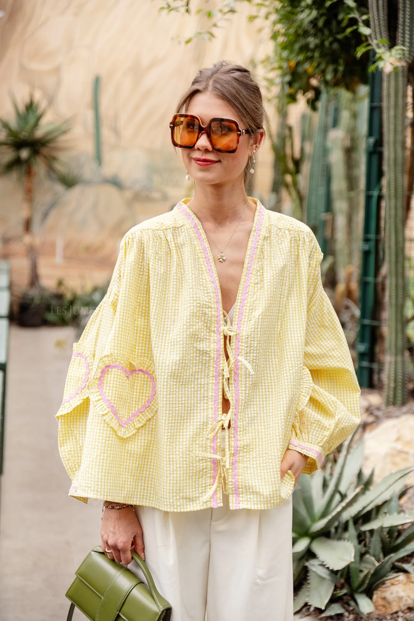 Lilou cotton frill shirt yellow