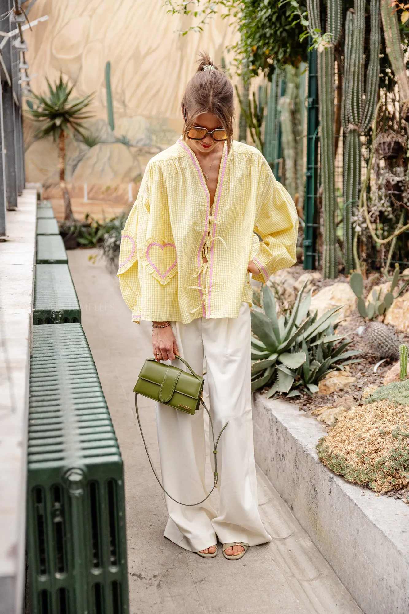 Lilou cotton frill shirt yellow