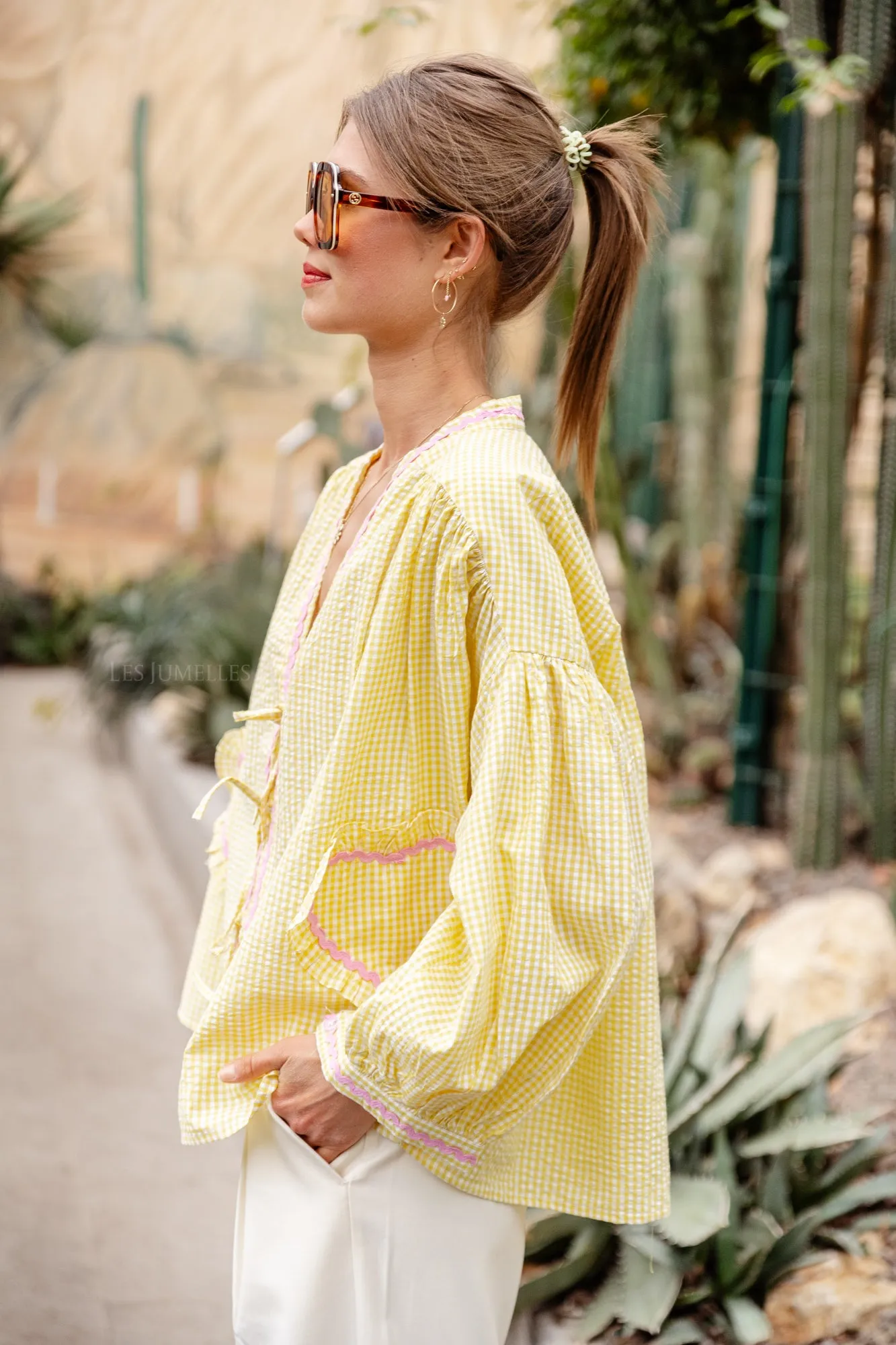 Lilou cotton frill shirt yellow