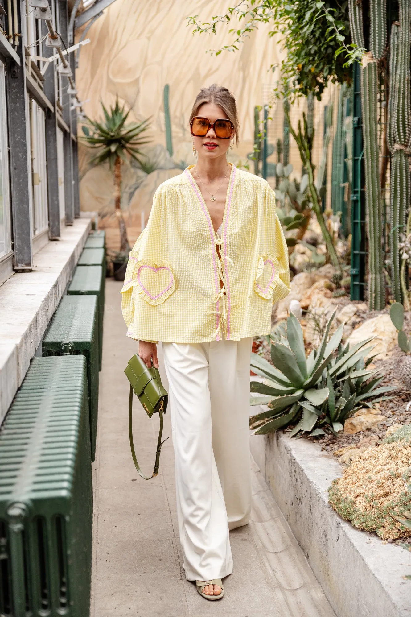 Lilou cotton frill shirt yellow