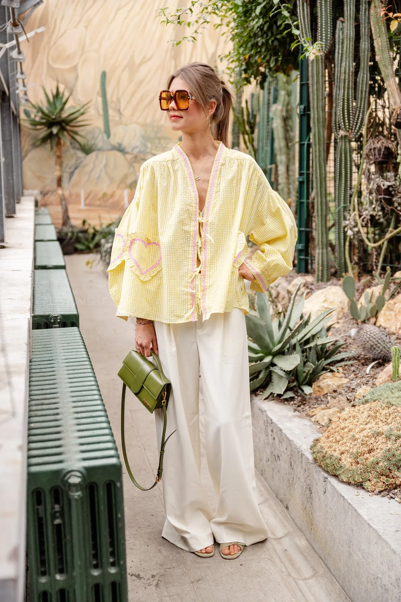 Lilou cotton frill shirt yellow