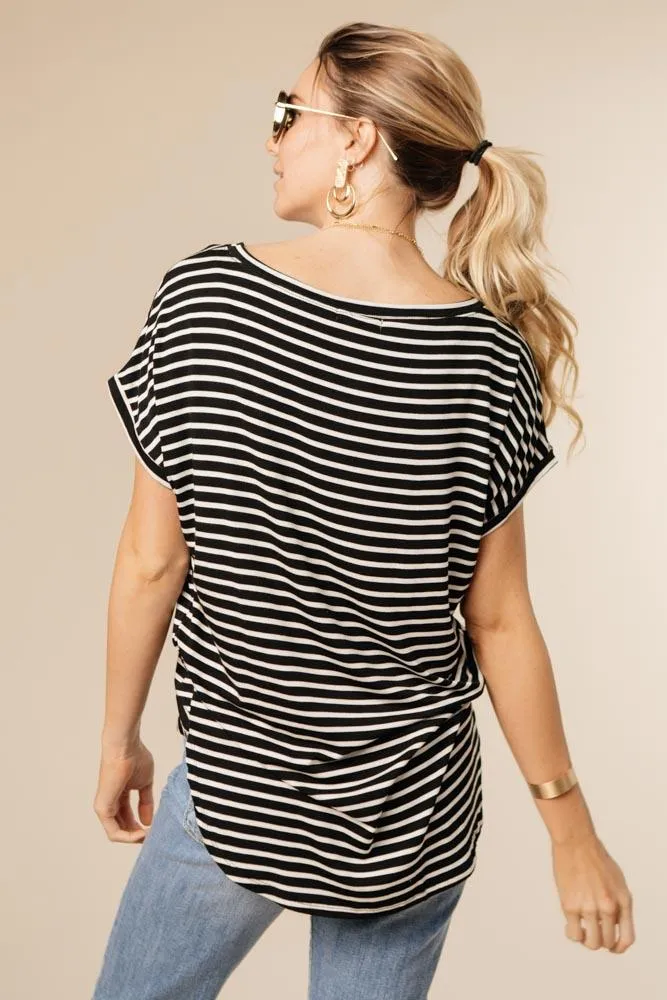 Lincoln Striped Tee in Black