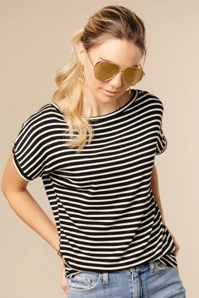 Lincoln Striped Tee in Black