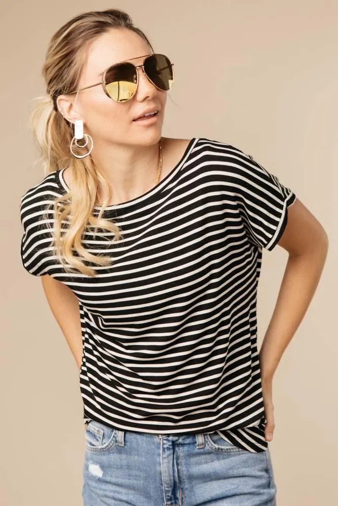 Lincoln Striped Tee in Black