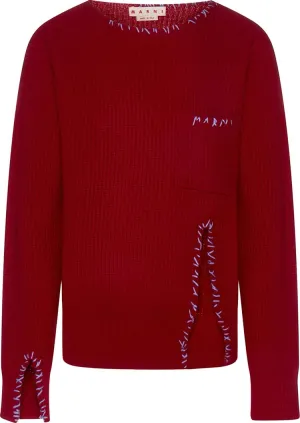 Marni Long-Sleeve Crewneck Sweater 'Chilli', red