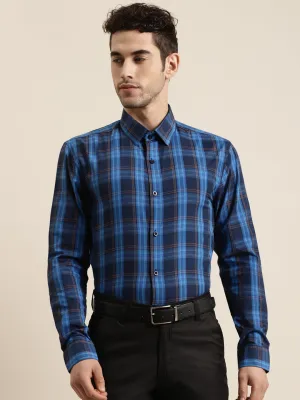 Men's Cotton Navy & Royal blue Casual Shirt