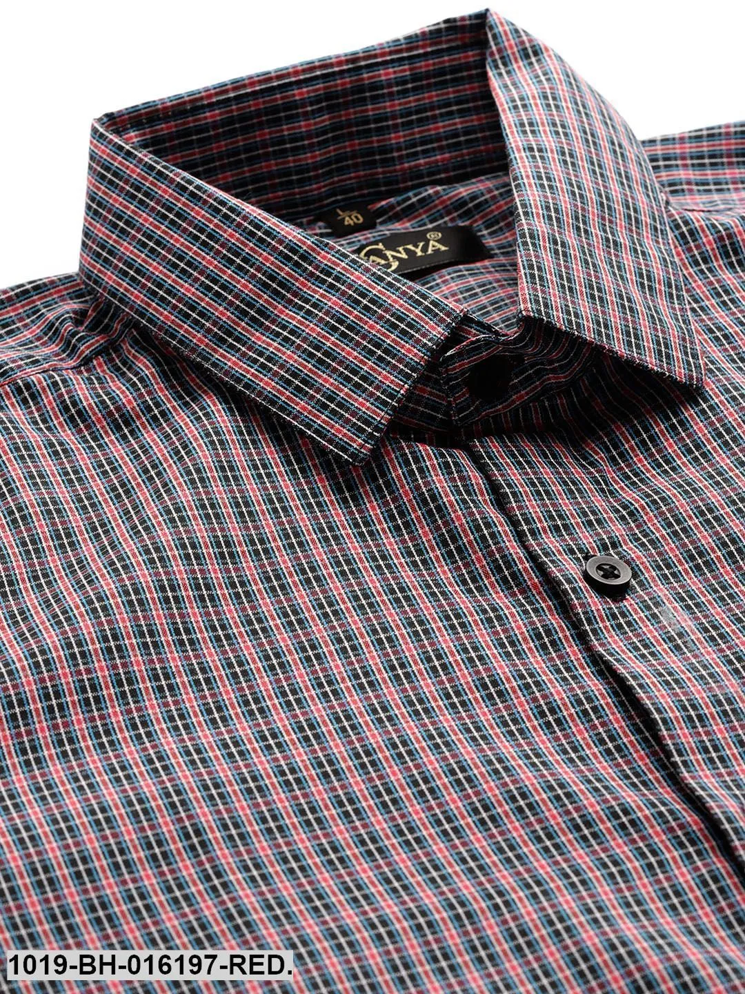 Men's Cotton Red & Multi Checked Formal Shirt - Sojanya