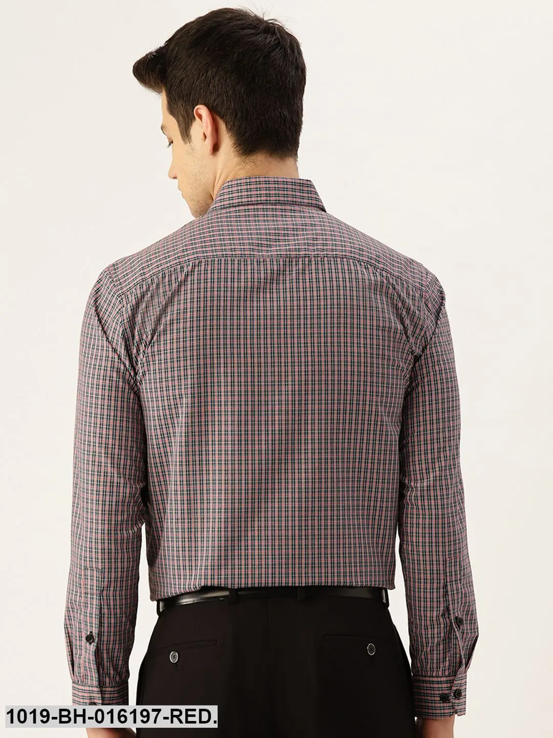 Men's Cotton Red & Multi Checked Formal Shirt - Sojanya