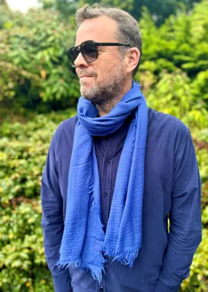 Mens Scarf 100% Wool in Cobalt Blue