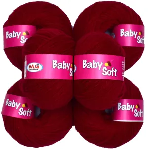 M.G ENTERPRISE Vard Hman Baby Yarn 100% Acrylic Wool Red (6 Pc) Baby Wool 4 Ply Wool Ball Hand Knitting Wool/Art Craft Soft Fingering Crochet Hook Yarn,Needle Knitting Yarn Thread Dyed