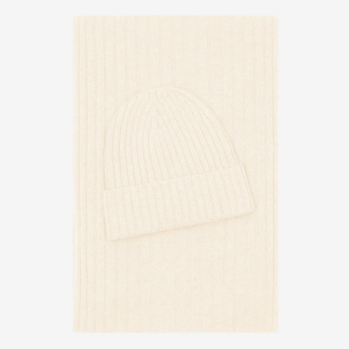 Milano (cream) - 100% cashmere ribbed beanie (unisex)