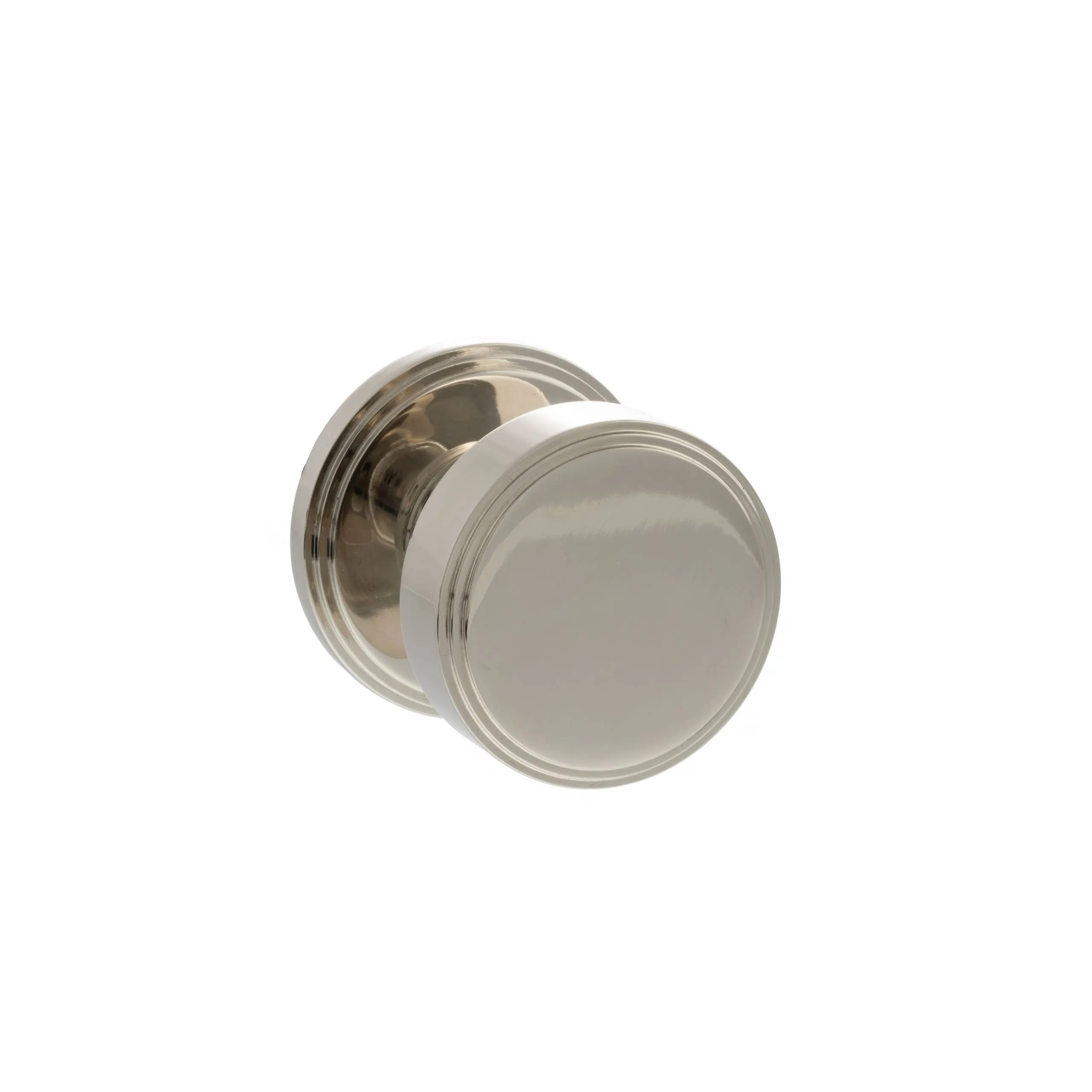 Millhouse Brass Boulton Solid Brass Stepped Mortice Door Knob on Concealed Fix Rose - Polished Nickel