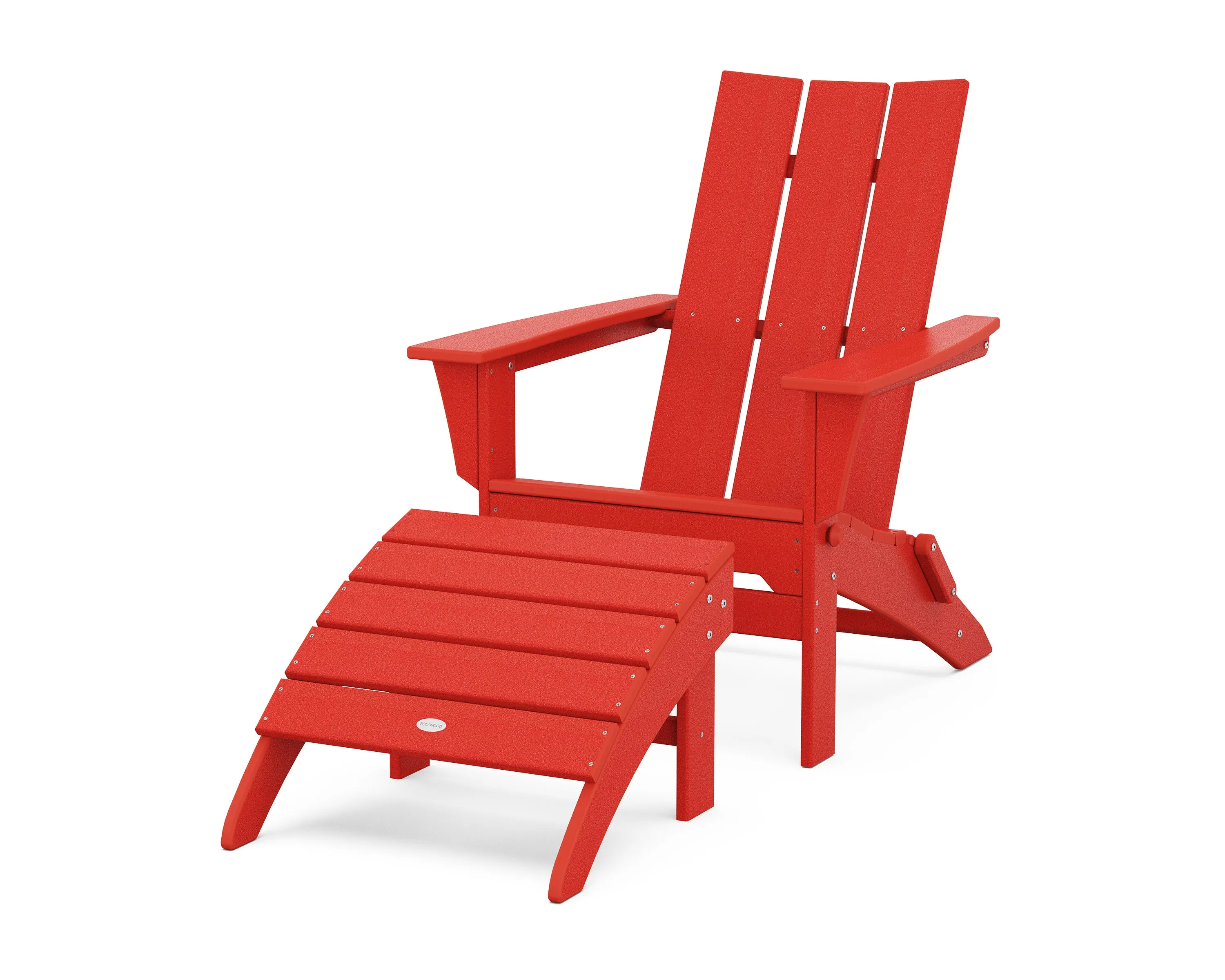 Modern Folding Adirondack Chair 2-Piece Set with Ottoman