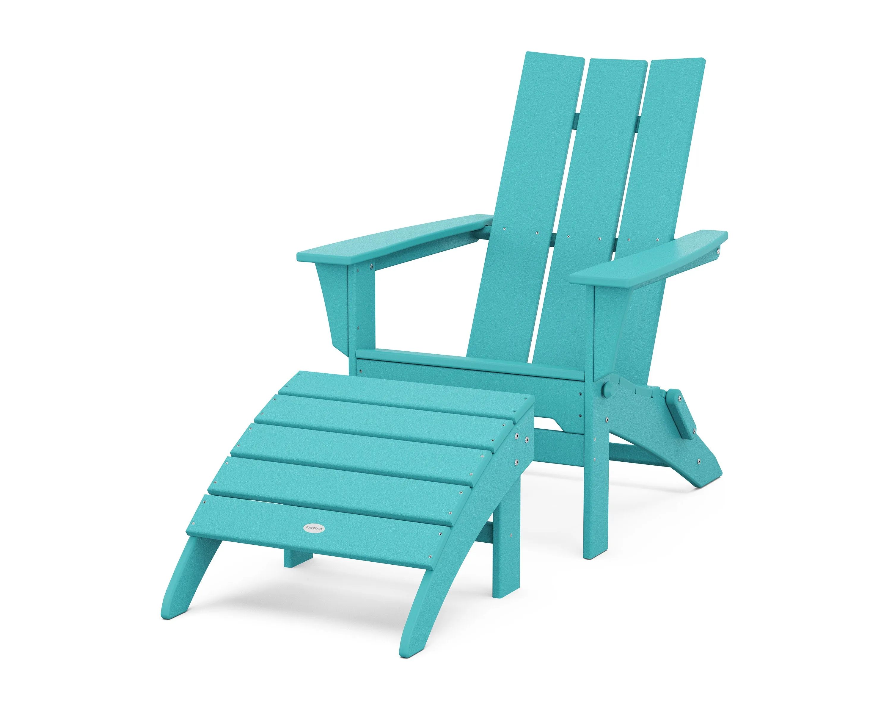 Modern Folding Adirondack Chair 2-Piece Set with Ottoman