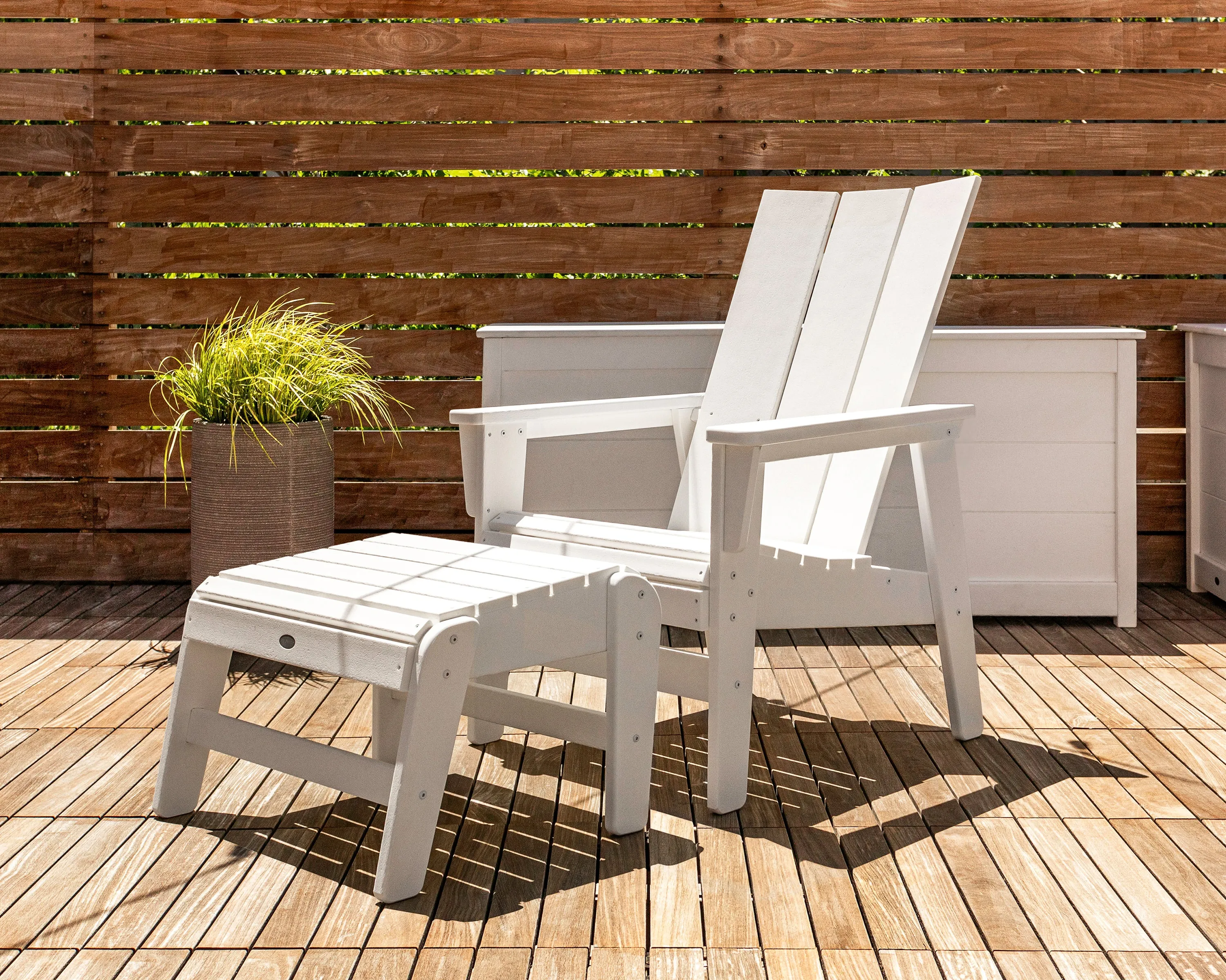 Modern Grand Upright Adirondack Chair with Ottoman