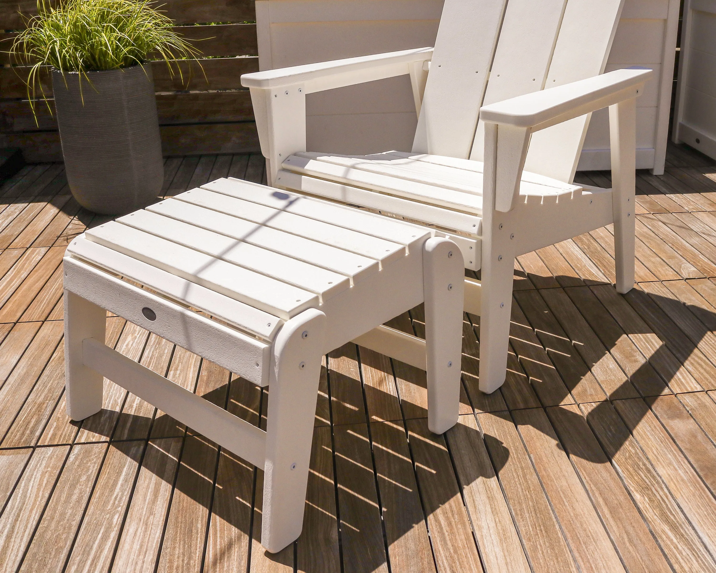 Modern Grand Upright Adirondack Chair with Ottoman