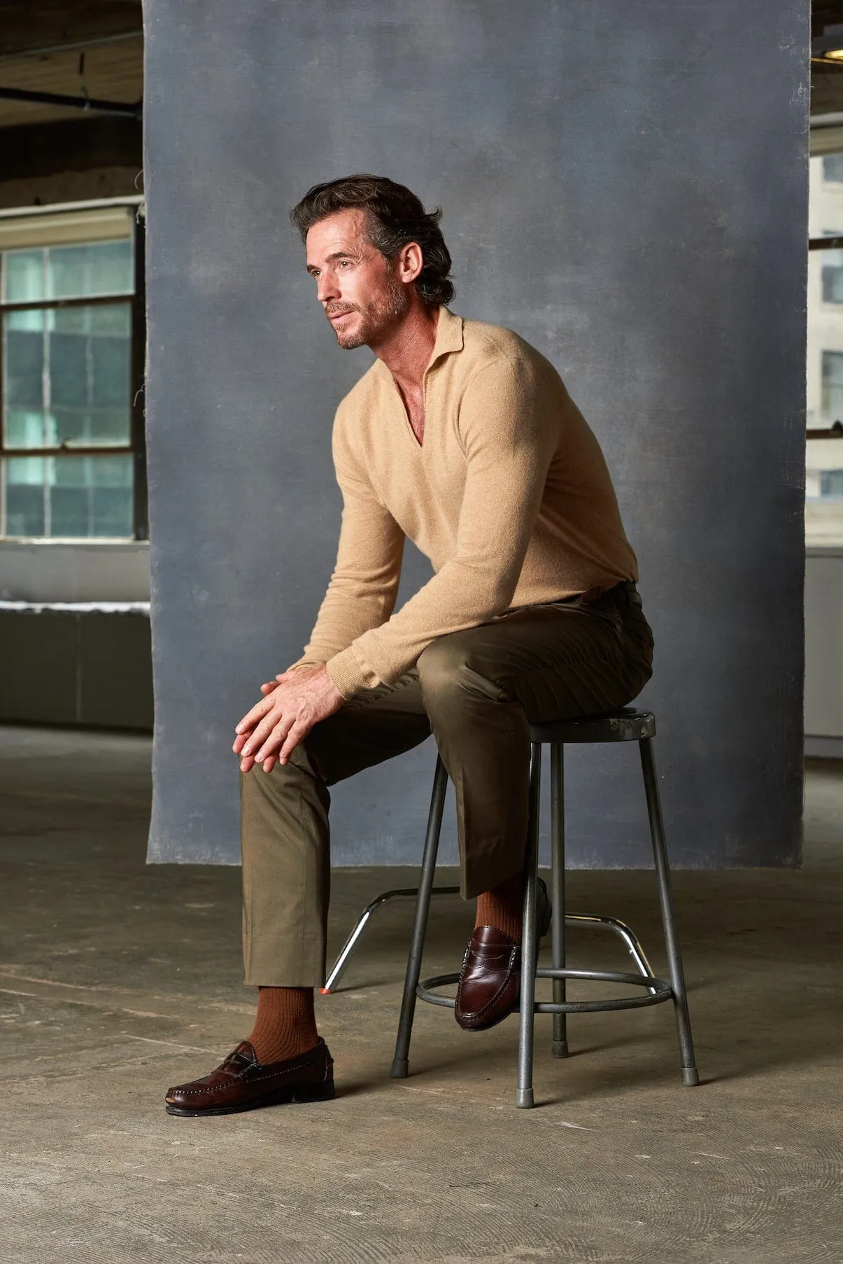 Myles Cashmere Long-Sleeve Polo