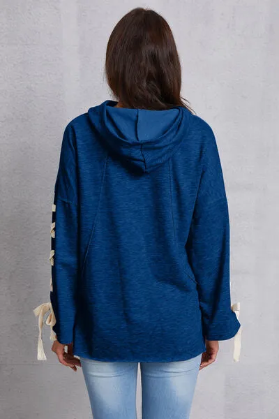 New Women’s Fashion Sweater Bow Tied Dropped Shoulder Hoodie Cotton Warm Confortable