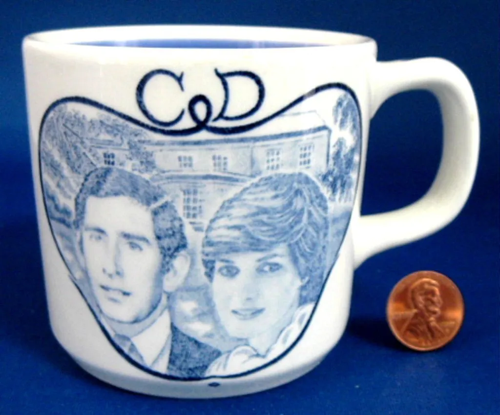 Prince Charles Princess Diana Royal Wedding Blue Transferware Mug Adams 1981