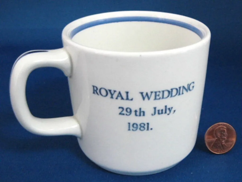 Prince Charles Princess Diana Royal Wedding Blue Transferware Mug Adams 1981