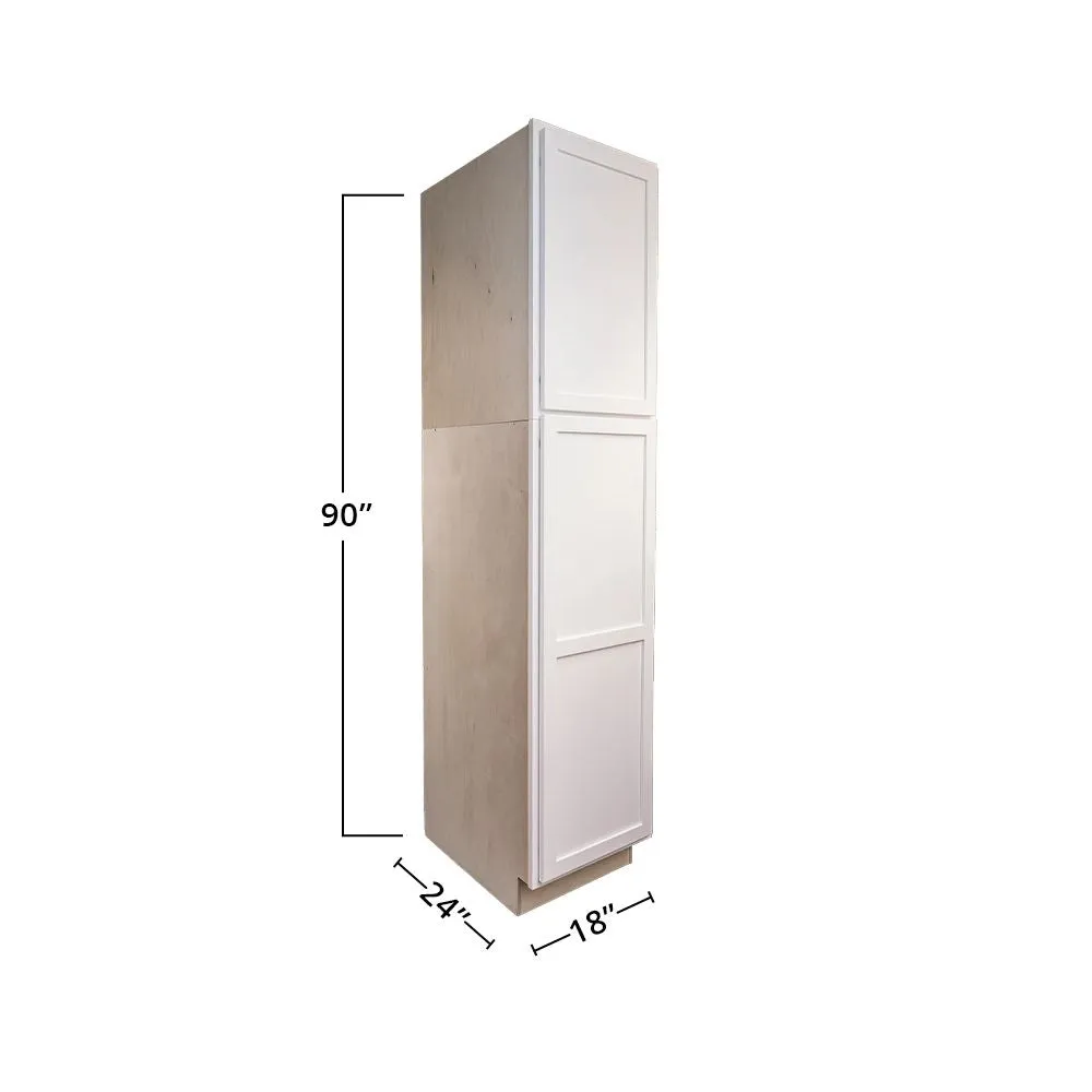 Pure White 18" x 90" Tall Pantry Linen Cabinet