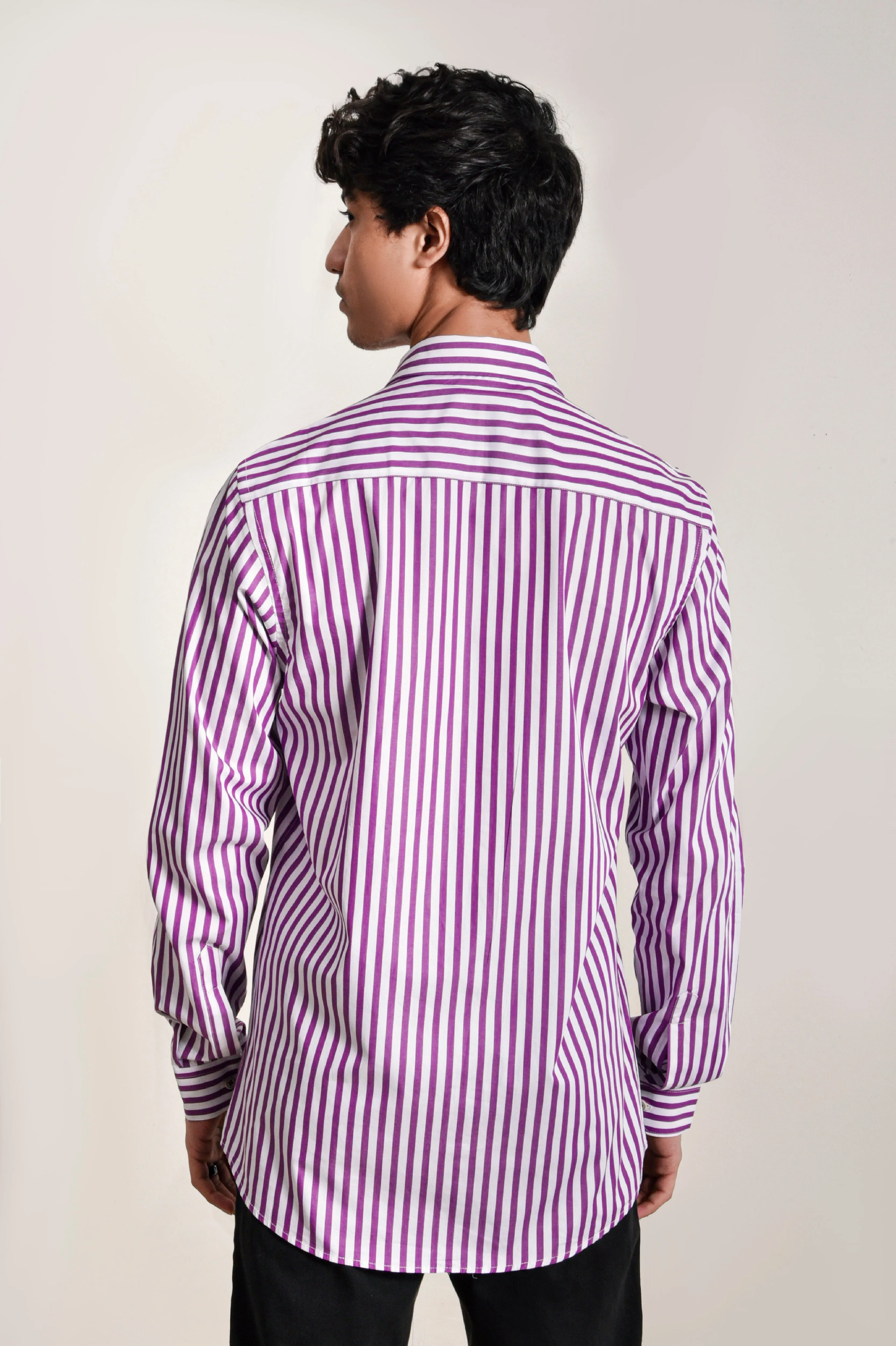 Purple Striped Casual Shirt